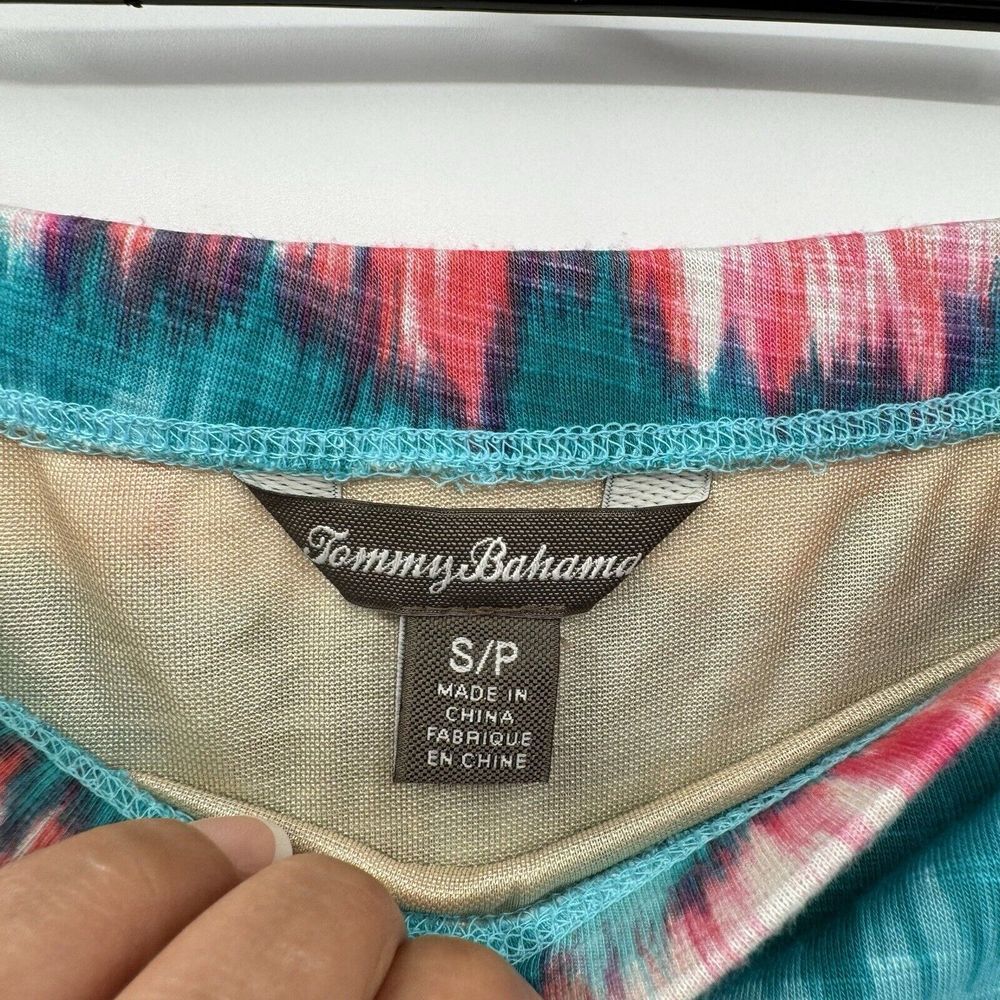 Tommy‎ Bahama Small Maxi Skirt Womens Teal Pink Ikat Stripe Elastic Waist Long - Picture 3 of 6